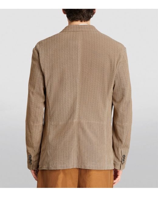 Giorgio Armani Brown Lambskin Herringbone Blazer for men