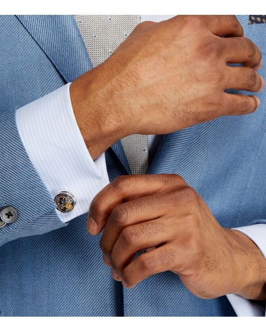 Tateossian Black Circle Gear Cufflinks for men