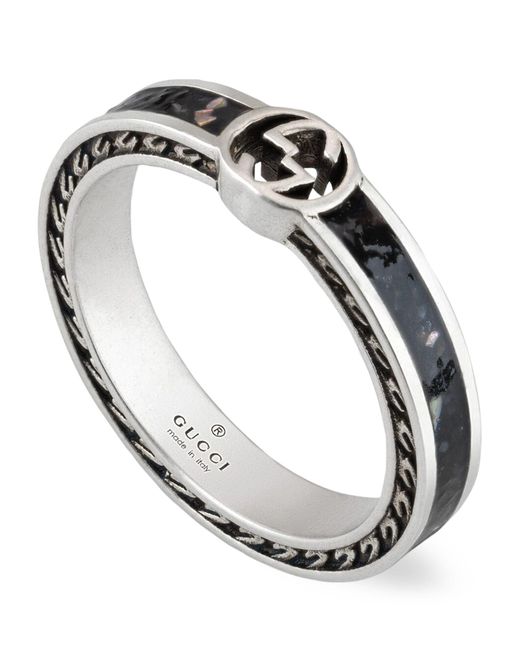 Gucci White Interlocking G Ring for men
