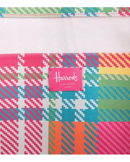 Harrods Red Large Madras Check Tote Bag
