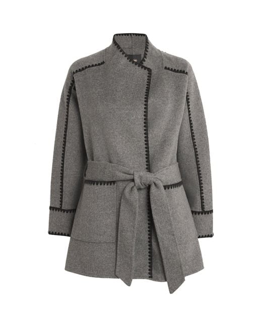 Maje Gray Double-Faced Cropped Gicolori Jacket