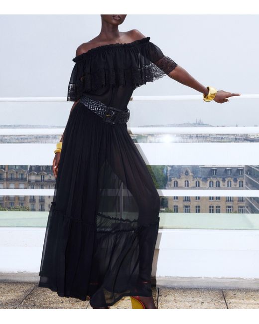 Saint Laurent Black Silk Maxi Skirt