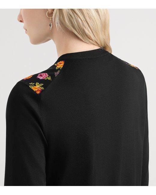 Dolce & Gabbana Black Silk Floral Cardigan