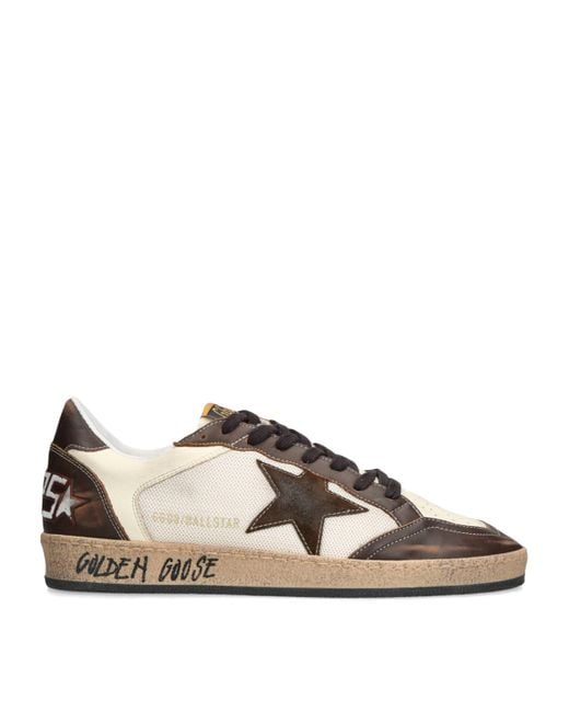 Golden Goose Deluxe Brand Brown Leather-Mesh Ballstar Sneakers for men