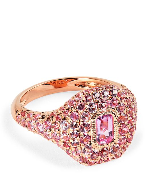 Shay Rose Gold And Pink Sapphire New Modern Pinky Ring In Metallic Lyst