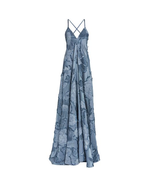 Etro Blue Silk Floral Maxi Dress