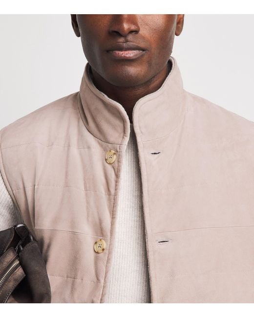 N.Peal Cashmere Brown Reversible Organic Cashmere-Suede Gilet for men