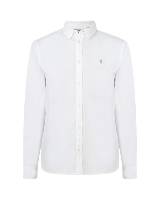 AllSaints White Stretch-Cotton Hawthorne Shirt for men
