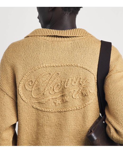 CHERRY LA Natural Cotton Five Star Henley Sweater for men