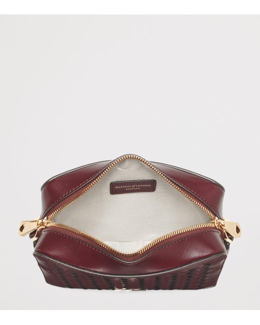 Aspinal Purple Leather Slot Weave Camera Bag
