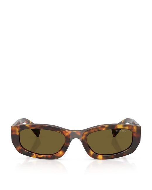 Miu Miu Green Tortoiseshell Rectangle Sunglasses