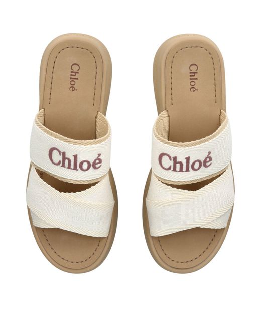 Chloé White Mila Flatform Sandals