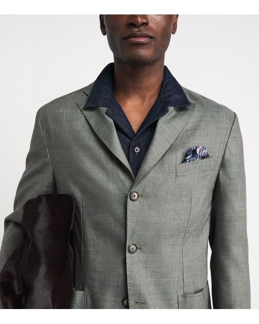 Eton of Sweden Gray Wool-Silk-Linen Blazer for men