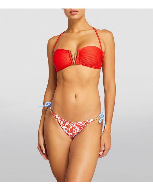 Heidi Klein Red Bandeau Bikini Top