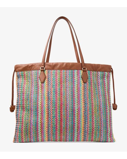 Jimmy Choo Brown Large Raffia Drawstring Tote Bag