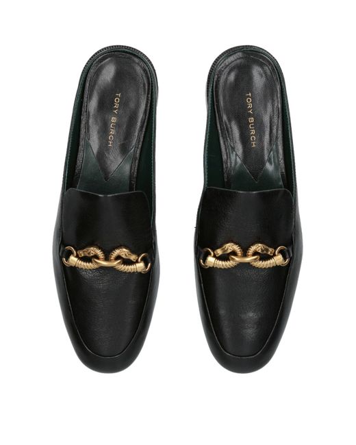 Tory Burch Black Leather Jessa Loafer Mules