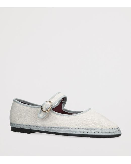 Flabelus White Linen Dalloway Mary Janes