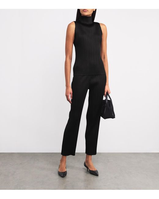 Pleats Please Issey Miyake Black Sleeveless Basics Top
