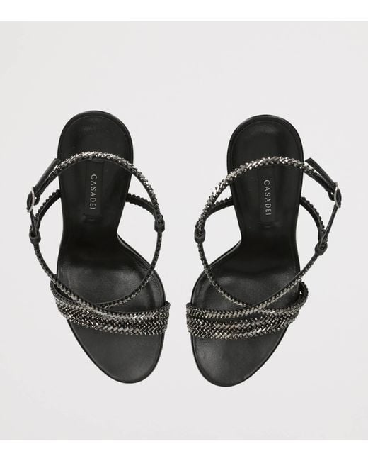 Casadei Black Leather Julia Josephine Heeled Sandals 110