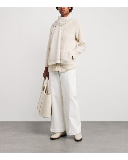 Eleventy White Wool-Cashmere Scarf