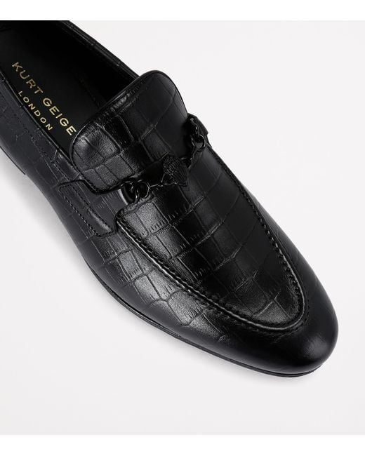 Kurt Geiger Black Croc-Embossed Alton Loafers for men