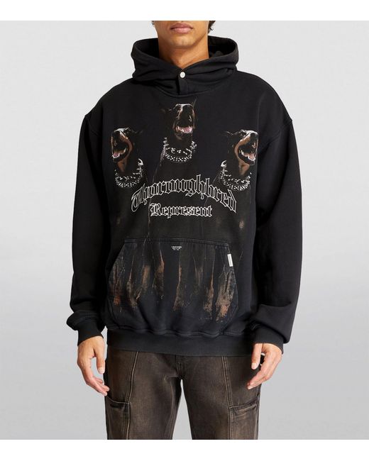 Represent Black Cotton Thoroughbred Hoodie for men