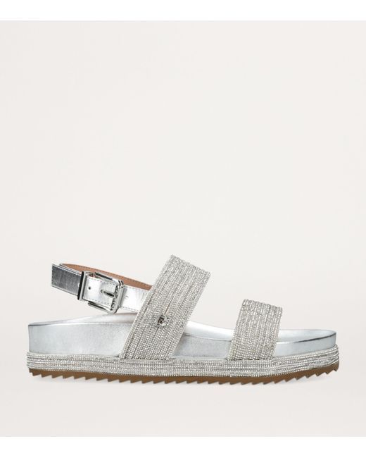 Carvela Kurt Geiger White Crystal-embellished Gala Flatform Sandals
