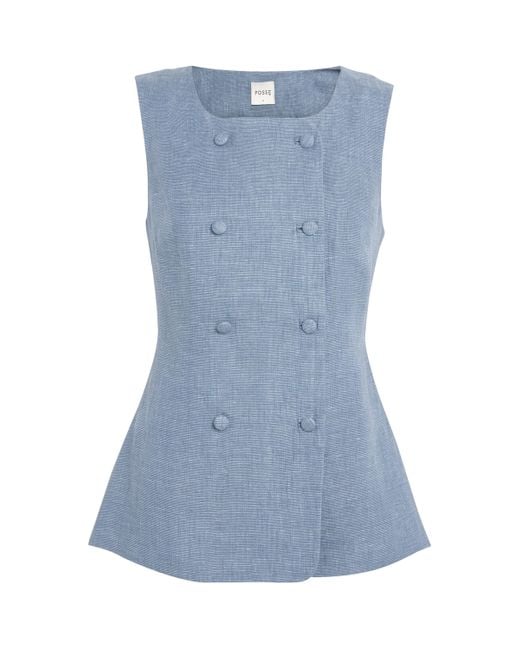Posse Blue Linen Thea Waistcoat