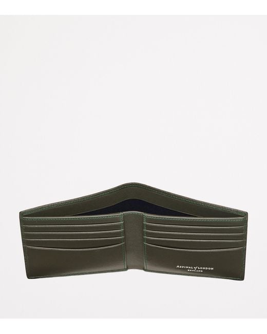 Aspinal Green Leather Bifold Wallet for men