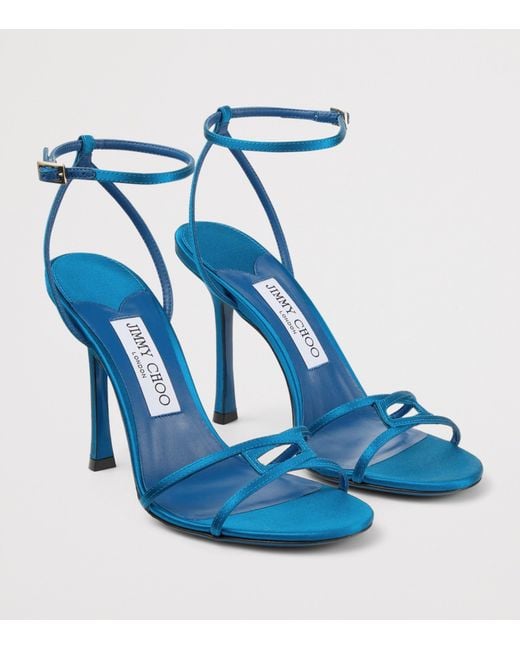 Jimmy Choo Blue 1998 Leo 100 Satin Heeled Sandals