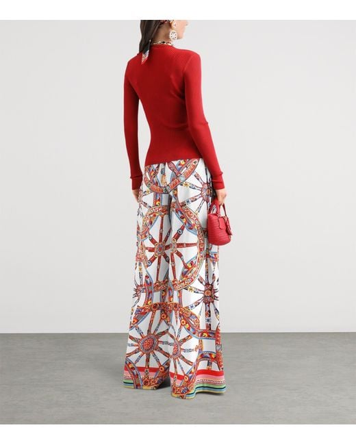 Dolce & Gabbana Red Cotton Carretto Trousers