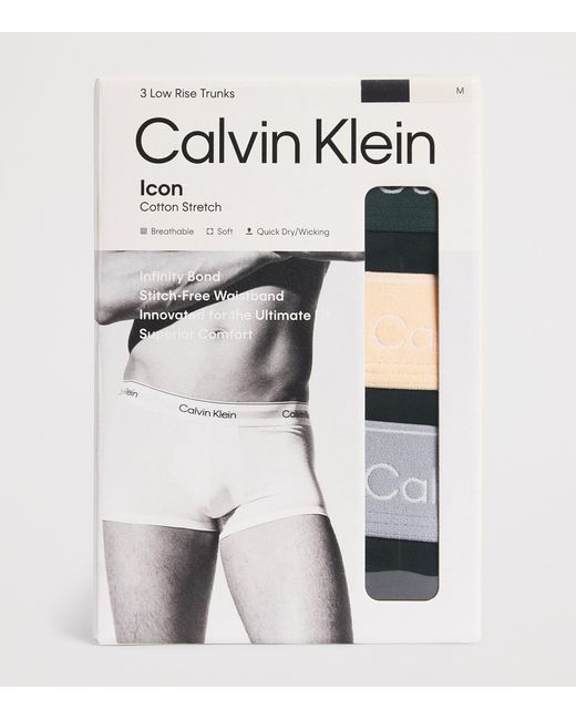 Calvin Klein Black Cotton Stretch Icon Trunks for men