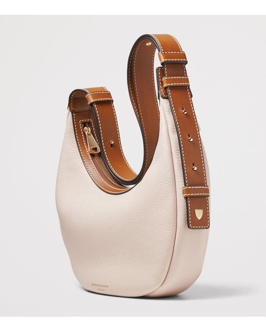 Aspinal Natural Small Leather Soho Crescent Shoulder Bag