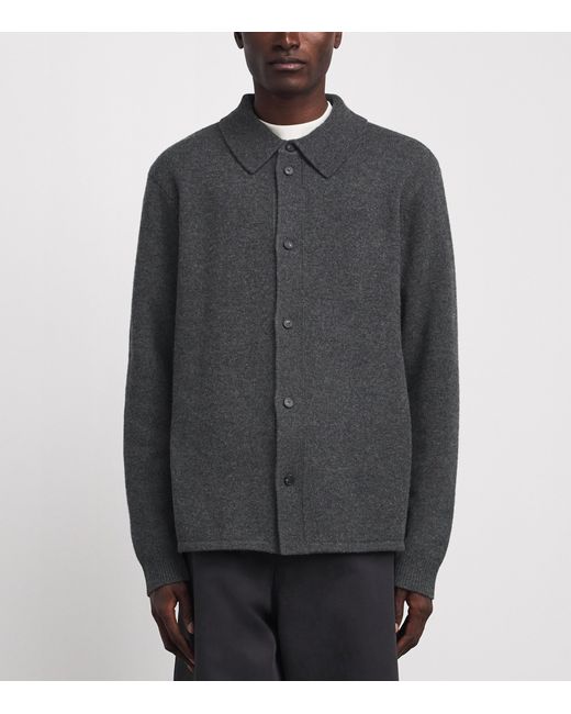 FRAME Gray Wool Collar Cardigan for men