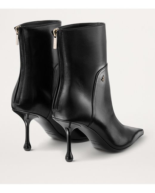 Jimmy Choo Black Cycas 80 Lambskin Ankle Boots