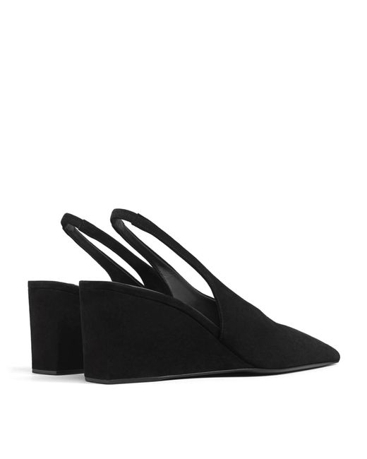 Alaïa Black Suede Cube Slingback Wedges 75