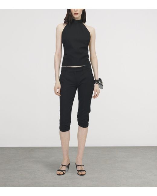 McQueen Blue Wool Halterneck Top