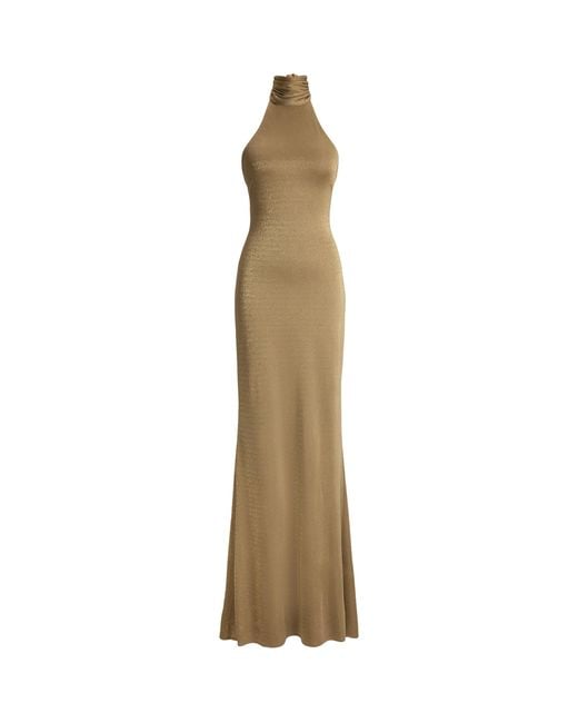 Ralph Lauren Natural Kelsie Metallic Maxi Dress