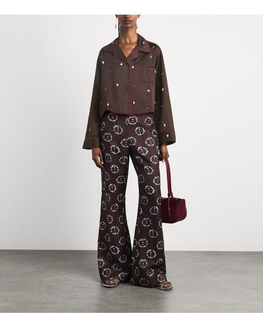 Sandro Brown Embellished Pyjama-Style Shirt