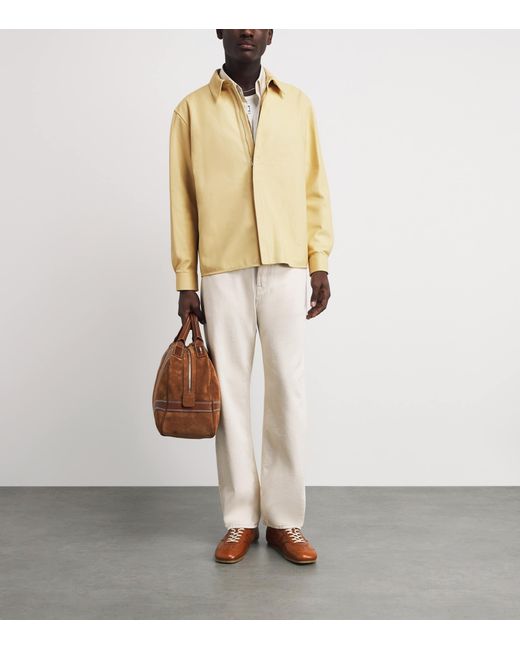 FRAME Natural Leather Zip-Up Overshirt for men