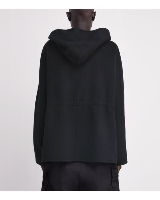 Rick Owens Black Cashmere Double-Faced Tunic Hoodie for men