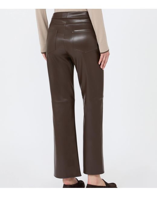 Max Mara Gray Faux Leather Flared Trousers