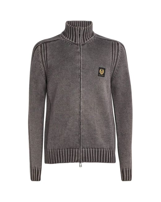 Belstaff Gray Knitted Watch Zip Cardigan for men