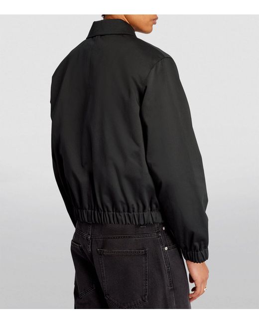 AMI Black Cotton Logo Bomber Jacket for men