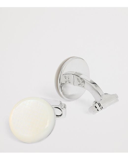 Tateossian White Bronze-Plated Woven Mother Of Pearl Cufflinks for men