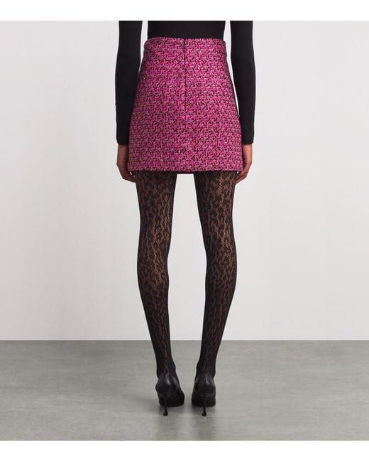 Alessandra Rich Red Wool-Blend Tweed Embellished Mini Skirt