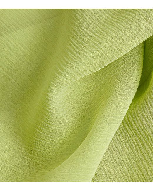 ‎Taller Marmo Green Silk Feather-Trim Lanzarote Garden Kaftan