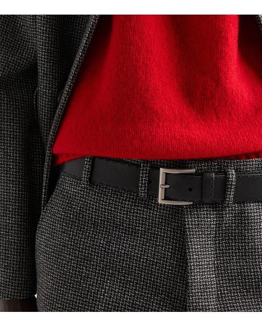 Prada Black Leather Antiqued Belt for men