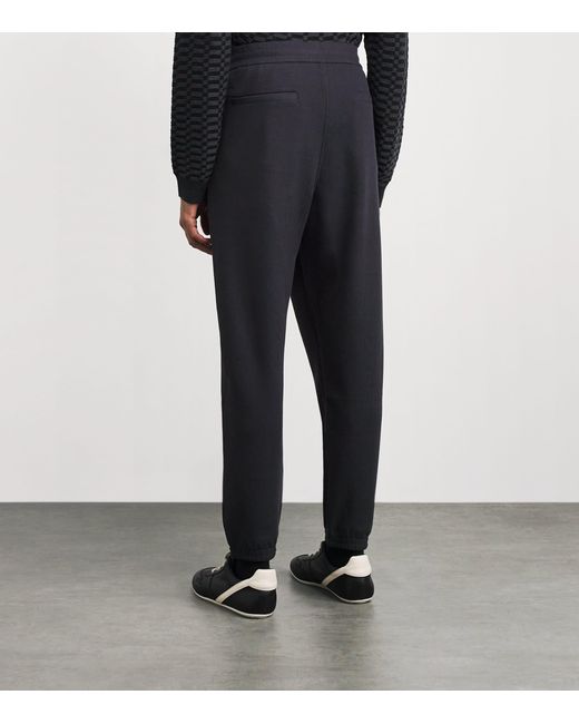 Emporio Armani Blue Chevron Drawstring Trousers for men