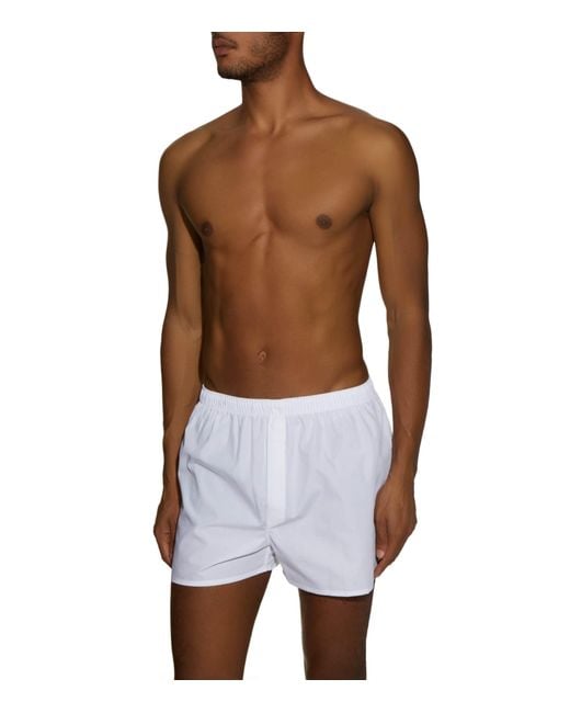 Sunspel White Cotton Boxer Shorts for men